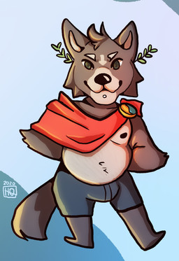 anthro barefoot biceps black_body black_fur black_nipples blue_background bottomwear cape chibi clothed clothing countershading facial_piercing feet fur grey_body grey_fur hands_behind_back happy jewelry labret_piercing laurel_wreath lip_piercing looking_at_viewer male multicolored_body multicolored_fur musclegut muscular muscular_anthro muscular_male navel nipples pecs piercing pose royalty shorts simple_background smile solo topless two_tone_body two_tone_fur hq adastra adastra_(series) echo_project amicus_(adastra) canid canine canis mammal wolf 2020 archived_source digital_media_(artwork) hi_res