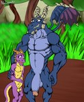 anthro anthrofied big_penis duo genitals humanoid_genitalia humanoid_penis male male/male muscular muscular_male nude penis size_difference smaller_male smile standing tail wings nazuranoke activision mythology spyro_reignited_trilogy spyro_the_dragon bubba_(spyro) rescued_dragons_(spyro) spyro dragon mythological_creature mythological_scalie scalie hi_res watermark