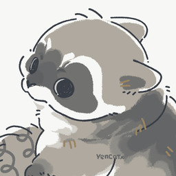 black_eyes black_nose chibi feral grey_body simple_background solo white_body yencatx mammal procyonid raccoon 1:1 2022