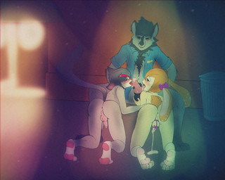 accessory adolescent age_difference anthro anthro_on_anthro anus backsack balls bodily_fluids bow_(feature) bow_accessory brown_eyes collaborative collaborative_fellatio collaborative_oral collaborative_sex cum cum_string dominant ear_bow erection eyes_closed fellatio femboy flower_hair_accessory foreskin genital_fluids genitals group humanoid_genitalia humanoid_penis knot larger_dom male male/male nude oral penile penis penis_accessory penis_bow penis_ribbon penis_size_difference precum public ribbons sex shota sitting size_difference young young_anthro young_male zeefirka canid canine canis domestic_cat domestic_dog felid feline felis lagomorph leporid mammal rabbit 5:4 digital_media_(artwork) unavailable_at_source