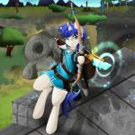 action_pose ancient_arrow anthro arrow_(weapon) blue_eyes blue_hair bow_(weapon) clothed clothed_feral clothing cutie_mark detailed_background feral hair holding_object holding_weapon horn looking_at_viewer male pose quiver_(object) ranged_weapon sheikah_slate shield shirt simple_background solo tablet_computer topwear tunic weapon dainoth breath_of_the_wild hasbro my_little_pony mythology nintendo the_legend_of_zelda fan_character link equid equine mammal mythological_creature mythological_equine unicorn 1:1 2017 digital_media_(artwork) hi_res