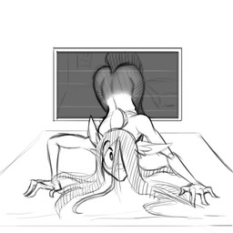 anthro computer_monitor crawling electronics female hair long_hair monitor nightmare_fuel nude solo through_screen jrvanesbroek creepypasta hasbro my_little_pony fan_character zero_zero.exe_(jrvanesbroek) computer_virus_(species) digital_creature earth_pony equid equine horse mammal pony spirit 1:1 2020 digital_drawing_(artwork) digital_media_(artwork) monochrome sketch