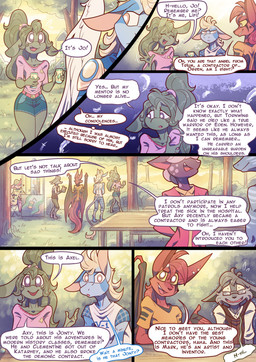 anthro armor bat_wings bench blonde_hair blue_body bodypaint bottomwear brown_eyes clothing dessert dialogue duo ear_piercing ear_ring eyewear face_paint feathered_wings feathers female food forest forest_background fur glasses green_body green_hair grey_body grey_eyes grey_fur grey_hair group hair halo horn ice_cream light long_ears long_tail male melee_weapon membrane_(anatomy) membranous_wings nature nature_background park park_bench picnic piercing plant red_body red_fur red_hair red_horn ring_piercing shirt shorts speech_bubble sunlight sword t-shirt tail text topwear tree vest weapon wings yellow_sclera ripli a_story_with_a_known_end axel_(aswake) jonty lifi mark_(aswake) angel bovid bovine canid canine cattle felid feline mammal 2025 comic digital_media_(artwork) english_text hard_translated translated