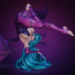 3d_(artwork) animated armwear big_breasts big_butt blue_hair blue_nails breasts butt capcom clothing colored_nails darkstalkers digital_media_(artwork) eyelashes feet female green_eyes hair hand_behind_head head_wings humanoid legwear leotard long_hair membrane_(anatomy) membranous_wings morrigan_aensland nails navel_outline pearforceone purple_armwear purple_background purple_clothing purple_legwear purple_leotard purple_tights purple_wings simple_background solo succubus tan_body tan_skin thick_thighs tights upside_down webm wide_hips winged_humanoid wings