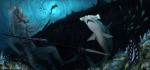 detailed_background feral fur grey_body grey_fur grey_hair group hair holding_object holding_weapon male melee_weapon polearm seabed spear underwater water weapon nukerooster dra'essa fish ground_shark hammerhead_shark marine shark