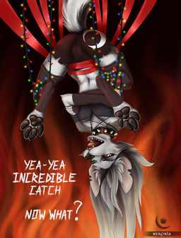 anthro areola bdsm big_breasts black_clothing black_dress bondage bottomwear bound breasts butt camel_toe christmas_decorations christmas_lights claws cleavage clothed clothing collar dress ear_piercing ear_ring eyebrow_piercing eyebrow_ring eyebrows eyelashes facial_piercing feet female fluffy fluffy_tail foot_focus fur genital_outline gloves_(marking) grey_hair hair holidays legwear long_hair looking_at_viewer markings pawpads paws piercing presenting red_sclera ribbon_bondage ribbons ring_piercing shorts side_boob simple_background smile soles solo spiked_collar spikes spreading string_light_bondage string_lights suspension suspension_bondage tail text toes topwear translucent translucent_clothing vulva_outline white_body white_fur heronia christmas hellaverse helluva_boss mythology loona_(helluva_boss) canid canid_demon canine demon hellhound mammal mythological_canine mythological_creature 2023 digital_media_(artwork) english_text hi_res