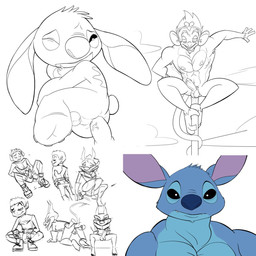 4_fingers 4_toes anal anal_penetration anthro anthrofied back_markings backsack balls black_eyes blue_body blue_fur blue_nose bodily_fluids chest_tuft cum cumshot ears_down ejaculation eyebrows fangs feet fingers fur genital_fluids genitals group head_tuft horn humanoid_genitalia humanoid_penis humanoid_pointy_ears male male/male markings multiple_poses muscular muscular_male nipples one_eye_closed orgasm penetration penis pivoted_ears pointy_ears pose prehensile_feet raised_inner_eyebrows small_tail spade_tail tail teeth toes tuft vein veiny_penis jerseydevil dc_comics disney journey_to_the_west lilo_and_stitch teen_titans beast_boy stitch_(lilo_and_stitch) sun_wukong alien demon experiment_(lilo_and_stitch) haplorhine humanoid mammal monkey primate 1:1 2012 hi_res multiple_images sketch_page