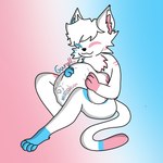 after_vore anthro belly big_belly blue_body blue_fur fur male pink_body pink_fur simple_background solo tail vore white_body white_fur lumindraws lumin felid feline mammal 1:1 hi_res