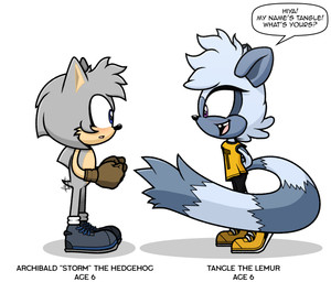 aged_down anthro blush blush_lines female happy head_tuft male prehensile_tail side_view simple_background size_difference smile tail tail_motion tailwag teeth tooth_gap tuft unusual_anatomy unusual_tail white_background young young_anthro young_female young_male realdash idw_publishing sega sonic_the_hedgehog_(comics) sonic_the_hedgehog_(idw) sonic_the_hedgehog_(series) fan_character storm_the_hedgehog_(realdash) tangle_the_lemur eulipotyphlan hedgehog lemur mammal primate ring-tailed_lemur strepsirrhine 2025 absurd_res hi_res