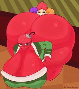 against_surface against_wall big_breasts big_butt breasts butt christmas_decorations christmas_ornament cleavage clothed clothing duo eyelashes female flower for_a_head green_clothing green_sweater green_topwear huge_breasts huge_butt kneeling male male/female ornament plant red_body red_skin smug smug_face smug_grin sweater topwear fromariels blushcrunch_studio dandy's_world roblox bobette_(dandy's_world) dandy_(dandy's_world) animate_inanimate elemental_creature flora_fauna flower_creature humanoid object_head toon_(dandy's_world) absurd_res hi_res