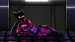 clothing glowing latex latex_clothing latex_skinsuit rubber_clothing skinsuit solo suit tight_clothing dizrahk_(artist) kronas sergal 16:9 absurd_res hi_res widescreen