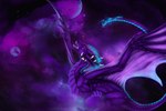 3:2 ambiguous_gender claws cloud dragon feral flying glowing hi_res membrane_(anatomy) membranous_wings mythological_creature mythological_scalie mythology planet purple_body scales scalie selianth solo space tail teeth wings