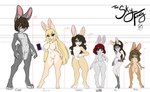 ambiguous_gender anthro blake_sky_(character) chart enzo_sky_(character) female group heart_symbol height_chart jordan_sky_(character) male paige_sky_(character) sabrina_sky_(character) size_difference text aubreysky aubrey_sky_(character) lagomorph mammal absurd_res english_text hi_res model_sheet