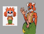 anthro balls clothed clothing clown erection fangs fur genitals gesture humanoid_genitalia humanoid_penis looking_at_viewer machine male muscular muscular_anthro muscular_male nipples open_bottomwear open_clothing orange_body orange_fur penis sad solo suspenders teeth waving marvofun five_nights_at_freddy's five_nights_at_freddy's:_security_breach funko_pop! scottgames steel_wool_studios circus_foxy animatronic canid canine fox mammal robot hi_res sketch