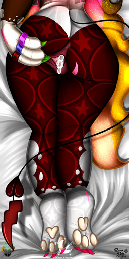 anthro anthro_art anus bed bodily_fluids claws cum cum_inside cum_leaking_out dakimakura female filled_womb furniture genital_fluids genitals horn pawpads paws pillow pose solo spread_anus spread_vulva spreading tail vulva ravyn_pain creamy absurd_res dakimakura_design digital_media_(artwork) hi_res pinup