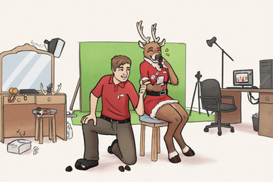 actor actress anthro antlers backstage behind_the_scenes bell brown_body brown_fur brown_hair cellphone chest_tuft clothed clothing computer dress duo electronics eyes_closed female filmmaker fur green_room green_screen hair holidays hoof_hands hooves horn jingle_bell kneeling laugh makeup male music musical_note musical_symbol phone plot_twist prosthetic reacting_to_another reacting_to_media simple_background smartphone speaker special_effects symbol tuft white_background rayford_j all_i_want_for_christmas_is_you christmas mariah_carey cervine deer human mammal new_world_deer reindeer 3:2 absurd_res hi_res