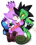 anthro blush butt butt_lick clothing duo eye_contact female footwear fur hair licking long_tail long_tongue looking_at_another male male/female purple_body purple_fur romantic shoes tail tongue tongue_out ichig8miruku_(artist) sega sonic_the_hedgehog_(series) blaze_the_cat domestic_cat felid feline felis lizard mammal reptile scalie 2022 hi_res