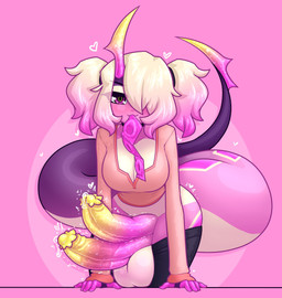 2_penises balls big_balls big_breasts big_butt big_penis big_tail blonde_hair bodily_fluids breasts butt cleavage clothed clothed_gynomorph clothed_humanoid clothed_intersex clothing condom condom_in_mouth dripping erection genital_fluids genitals gynomorph hair heart_symbol huge_balls huge_tail intersex looking_at_viewer mouth_hold multi_genitalia multi_penis multicolored_hair object_in_mouth penis pink_hair precum precum_drip pupils purple_eyes sexual_barrier_device solo standing tail thick_thighs unusual_pupils wide_hips limebreaker animal_humanoid humanoid scalie scalie_humanoid 2023 absurd_res character_request digital_media_(artwork) hi_res
