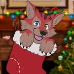 anthro christmas_clothing christmas_decorations christmas_lights christmas_ornament christmas_stocking christmas_tree clothing happy holidays legwear male plant solo stockings tree naoto blizzard_entertainment christmas warcraft canid canine fox mammal vulpera hi_res