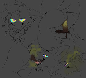 anthro anus balls bodily_fluids butt cheek_tuft container dirty_anus drooling duo eating_feces eye_roll eyebrows face_in_ass facial_tuft fart fart_cloud fart_fetish feces feces_as_food feces_in_mouth feces_on_tongue feces_pile fur genitals good_boy hand_on_butt hand_on_chin hand_on_own_butt head_tuft holding_container holding_object hypnosis male mind_control narrowed_eyes open_mouth perineum pooping pooping_in_container pooping_in_dog_bowl raised_eyebrows raised_tail saliva scatplay smile spiral spiral_eyes tail teeth text tongue tongue_out tuft whisker_spots bipbopstunk bipzy_(bipbopstunk) mammal mephitid skunk artist_name english_text hi_res monochrome
