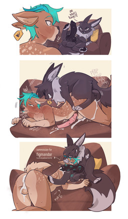 after_sex anal anal_knotting anal_penetration animal_genitalia animal_penis anthro anthro_on_feral anthro_penetrated antlers ass_to_mouth balls bestiality big_balls big_penis black_body black_fur black_penis bodily_fluids brown_body brown_fur canine_genitalia canine_penis cervine_genitalia cervine_penis cuddling cum cum_in_ass cum_inflation cum_inside dominant dominant_feral dominant_male duo erection feral feral_penetrating feral_penetrating_anthro from_behind_position fur genital_fluids genitals green_hair hair horn huge_penis inflation inviting kiss_mark knotting larger_penetrated larger_sub leaking_cum lipstick_on_penis male male/male male_penetrated moan neck_tuft penetration penile penile_penetration penis penis_in_ass perching_position sex size_difference submissive tears tears_of_pleasure tuft omil16 nintendo pokemon brim figmandor deer eevee generation_1_pokemon mammal pokemon_(species) absurd_res hi_res