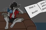 abs anthro book breasts clothed clothing female fur grey_body grey_fur reading sitting solo chooper8 ash_(chooper8) domestic_cat felid feline felis mammal absurd_res hi_res