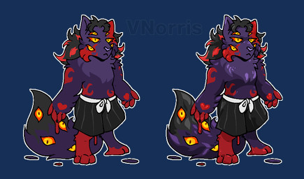 anthro black_hair border bottomwear clothed clothing fluffy hair male markings multi_eye no_shading pants pants_only pawpads paws purple_body purple_nose red_markings red_pawpads red_sclera simple_background solo tail_eye tail_eyes topless transparent_background transparent_border yellow_eyes puppetmaster13uwu changed_(video_game) demon_slayer kimetsu_no_yaiba kokushibo_(demon_slayer) canid canine canis demon goo_creature mammal wolf alpha_channel cel_shading shaded
