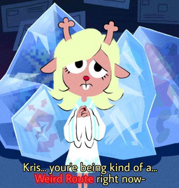 ambiguous_gender anthro antlers blonde_hair closed_frown clothing dialogue dress eyelashes frown frozen fur group hair horn ice looking_at_viewer mouth_closed snowgrave style_emulation tan_body tan_fur text toony white_clothing white_dress kaprettino cartoon_network deltarune foster's_home_for_imaginary_friends human_i_remember_you're_genocides undertale_(series) berdly noelle_holiday ambyu-lance avian bird darkner deer mammal new_world_deer reindeer virovirokun 2025 digital_drawing_(artwork) digital_media_(artwork) english_text female_(lore) male_(lore)