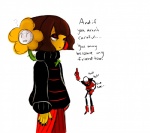 2015 alternate_universe animated_skeleton bone brown_hair clothed clothing dialogue elemental_creature ellipsis english_text exclamation_point female flora_fauna flower flowey_the_flower frisk_(undertale) group hair half-closed_eyes human humor looking_at_viewer male mammal narrowed_eyes not_furry papyrus_(underfell) pastel-possum plant simple_background skeleton text undead underfell undertale undertale_(series) white_background