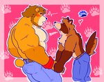 anthro barazoku biceps duo male male/male pecs pose yasser tanukis_(tanuki) yasser_(lionbear) bear canid canine hybrid mammal raccoon_dog tanuki absurd_res hi_res