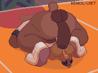 anal anal_penetration anthro anus backsack balls basketball_court big_butt big_penis bodily_fluids bottomless bottomless_male butt clothed clothing countershade_butt countershading cum cum_drip cum_from_ass cum_in_ass cum_inside cum_on_ground cum_while_penetrated darkened_balls darkened_genitalia darkened_penis dominant dripping duo footwear from_behind_position genital_fluids genitals hooved_toes hooves humanoid_genitalia humanoid_penis larger_dom male male/male male_penetrated male_penetrating male_penetrating_male moan mounting onomatopoeia outdoor_nudity outside_sex overweight overweight_male overweight_top penetration penile penile_penetration penis penis_in_ass perineum plap rear_view ridiculous_fit sex shoes shoes_without_bottomwear short_tail size_difference smaller_penetrated sneakers sneakers_without_bottomwear sound_effects tail text thrusting top_hole topwear y_anus bearsly goat_(movie) sony_corporation sony_pictures grizz_(goat) will_harris bear bovid brown_bear caprine goat grizzly_bear mammal ursine 2026 2d_animation 4:3 animated digital_media_(artwork) english_text frame_by_frame loop pixel_(artwork) pixel_animation shaded watermark