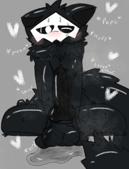 animal_genitalia animal_penis anthro big_penis blush bodily_fluids breath canine_genitalia canine_penis cum cum_in_eye cum_on_face excessive_genital_fluids genital_fluids genitals glistening glistening_body heart_symbol knot male musk musky_balls musky_penis panting penis solo tongue tongue_out shotaro080809 changed_(video_game) puro_(changed) canid canine goo_creature mammal hi_res