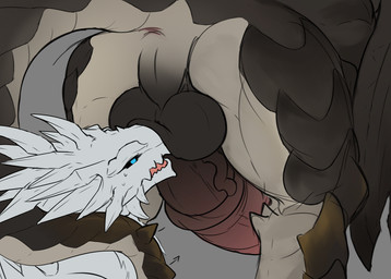 ambiguous_gender anus ball_sniffing balls duo erection genitals male penis sniffing tail karukim mythology dragon mythological_creature mythological_scalie scalie hi_res