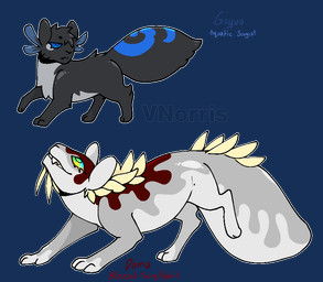 ambiguous_gender black_body blue_eyes blue_gills blue_markings blue_text countershading dripping_markings duo feral frill_(anatomy) fur grey_body grey_markings markings multicolored_eyes paws rainbow_eyes red_markings red_text simple_background text transparent_background puppetmaster13uwu demon_slayer kimetsu_no_yaiba rain_world videocult doma_(demon_slayer) giyu_tomioka blizzard_lizard_(rain_world) hybrid lizard_(rain_world) slugcat alpha_channel cel_shading shaded