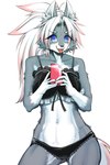 abs anthro breasts camel_toe clothing electronics female kemono lingerie looking_at_viewer navel phone selfie smile smiling_at_viewer solo tongue tongue_out ookamiwaho okami_bark canid canine canis mammal wolf 2:3 hi_res