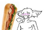 anthro blush food food_censorship half-closed_eyes humor male narrowed_eyes sandwich_(food) simple_background solo submarine_sandwich saturnparadox third-party_edit imp 2016 censored low_res