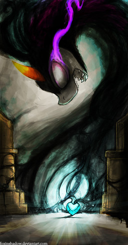 crystal dark eye_mist fangs heart_symbol horn magic male shadow smoking_eyes solo teeth white_eyes foxinshadow friendship_is_magic hasbro my_little_pony mythology king_sombra_(mlp) equid equine mammal mythological_creature mythological_equine unicorn 2012