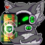 1:1 activision animated anthro beverage beverage_can biped c.a.m. call_of_duty call_of_duty:_black_ops_cold_war canid canine canis cod_zombies container cybernetics digital_drawing_(artwork) digital_media_(artwork) digitigrade fluffy fluffy_tail fur glowing glowing_body glowing_eyes green_body green_eyes green_glow grey_body grey_fur grey_hair grey_tail hair heart_reaction heart_symbol holding_beverage holding_object hug hugging_object jackal likara love low_res machine male mammal military perk_a_cola protogen protogen_armor protogen_face protogen_visor protogenized robotic short_playtime solo special_forces speed_cola tail tuft yuri_chacal