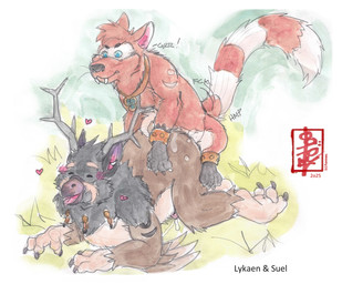 anal anthro anthro_on_bottom anthro_on_feral anthro_penetrated antlers armband beak bestiality blush blush_lines bodily_fluids butt claws collar cum cum_in_ass cum_inside cum_on_butt cum_on_ground doggystyle drooling duo ejaculation eyes_closed fangs feral feral_on_top feral_penetrating feral_penetrating_anthro feral_penetrating_male from_behind_position genital_fluids heart_symbol horn humping male male/male male_on_anthro male_on_feral male_penetrated male_penetrating male_penetrating_anthro male_penetrating_male markings mounting open_mouth penetration sabertooth_(anatomy) saliva sex size_difference size_play sound_effects striped_markings striped_tail stripes tail tail_markings teeth text tongue tongue_out fennec_(artist) blizzard_entertainment warcraft lykaen suel avian domestic_cat druid_(feral) felid feline felis gulonine mammal moonkin mustelid musteline wolvar wolverine hi_res painting_(artwork) traditional_media_(artwork) watercolor_(artwork)