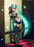 absolute_territory armwear blue_eyes blue_hair bottomwear clothing detached_sleeves female hair human_only legwear lips long_hair necktie not_furry petals pigtails skirt smile solo thigh_highs randis vocaloid hatsune_miku human mammal grandfathered_content