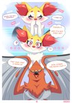 anthro ari_the_talonflame avian bath bathing beak bird blush bodily_fluids braixen canid canine comic dialogue drooling duo ear_tuft ellie_the_braixen ellipsis english_text feathered_wings feathers feral fur generation_6_pokemon girly grey_body grey_feathers hi_res imminent_sex inner_ear_fluff male male/male mammal nikkibunn nintendo open_mouth orange_body orange_feathers pokemon pokemon_(species) question_mark red_body red_fur saliva shaded speech_bubble spread_legs spread_wings spreading sweat talonflame text tongue tongue_out tuft white_body white_fur wings yellow_body yellow_fur