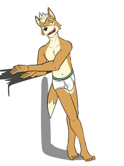 anthro barefoot briefs briefs_only clothed clothing feet fox_tail fur green_eyes green_waistband looking_at_viewer male navel open_mouth orange_body orange_fur shadow simple_background solo standing tan_body tan_fur tighty_whities topless topless_anthro topless_male underwear underwear_only waistband_stripe white_briefs white_clothing white_underwear fuze nintendo star_fox fox_mccloud canid canine fox mammal 3:4 hi_res