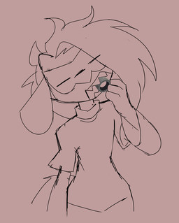 anthro clothing eating_object eyes_closed fluffy fluffy_hair hair hair_over_eye humanoid_hands male sharp_teeth shirt solo t-shirt teeth topwear somesacredbird lego nintendo pokemon fan_character riolu_(somesacredbird) generation_4_pokemon pokemon_(species) riolu 2026 digital_drawing_(artwork) digital_media_(artwork) english_description sketch nonbinary_(lore)