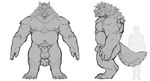 5_fingers animal_genitalia anthro areola balls biped claws collar fangs fingers fur genitals male muscular muscular_anthro muscular_male nipples paws pecs sheath simple_background spiked_collar spikes tail teeth white_background rossciaco bruno_(rossciaco) canid canine canis mammal wolf hi_res monochrome