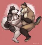 2014 anthro biceps canine chubby couple coyote cuddling dog duo eye_contact fur gay hand_holding horrorbuns husky male mammal overweight plain_background rizzja segy smile
Rating: Safe
Score: 4
User: toboe
Date: February 17, 2014