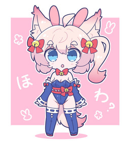 alternative_fashion blue_eyes blush breasts bunny_costume chibi clothing costume female fluffy fluffy_ears fluffy_tail hair j-fashion legwear open_mouth pantyhose short_hair simple_background solo tail text white_hair tsuki_yu sanrio show_by_rock!! howan_(show_by_rock!!) animal_humanoid arctic_fox canid canid_humanoid canine canine_humanoid fox fox_humanoid humanoid mammal mammal_humanoid true_fox hi_res japanese_text