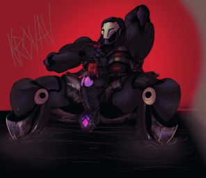 balls erection genitals glans machine male muscular muscular_humanoid muscular_male not_furry penis solo krovav blizzard_entertainment overwatch ramattra humanoid omnic robot hi_res