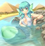 aqua_hair blush bracelet breasts desert drill_hair female green_eyes hair head_fins jewelry long_hair looking_at_viewer mermaid monster monster_girl oasis original pyramid sand-rain smile solo water
Rating: Safe
Score: 1
User: AnacondaRifle
Date: April 23, 2014