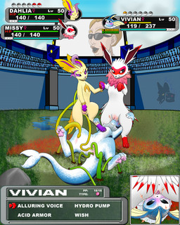 anal anal_penetration arena audience battle cunnilingus electronics female female/female feral gameplay_mechanics genitals grass group group_sex gui hand_holding health_bar looking_at_another monitor oral paralysis paw_holding penetration plant questionable_consent sex shocked sky smile stepped_on teamwork tentacles text trio two_doms_one_sub two_on_one vaginal vaginal_penetration vines vulva felixguara suni'ave_(artist) dragon_ball dragon_ball_z fakemon nintendo pogchamp pokemon dahlia_(suni&felix) missy_(suni&felix) vivian_(suni&felix) world_tournament_announcer eeveelution generation_1_pokemon generation_4_pokemon human jolteon leafeon mammal pokemon_(species) vaporeon absurd_res english_text hi_res meme