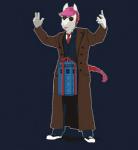 anthro biped bottomwear clothed clothing dick_in_a_box eyewear footwear fully_clothed jacket looking_at_viewer male necktie pants piercing raised_arm shoes solo standing sunglasses tardis tongue tongue_out tongue_piercing topwear doggomeatball third-party_edit british_broadcasting_corporation doctor_who brenna_jorunn tenth_doctor the_doctor_(doctor_who) equid equine mammal